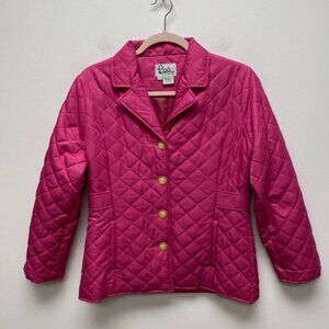 VTG Lilly Pulitzer Pink Lightweight Long Sleeve Button Front Quilted Jacket S